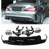 Rear Bumper Diffuser Lip & Frame Bracket & Exhaust Muffler Tip Pipe For Benz W117 C117 CLA250 Sport 