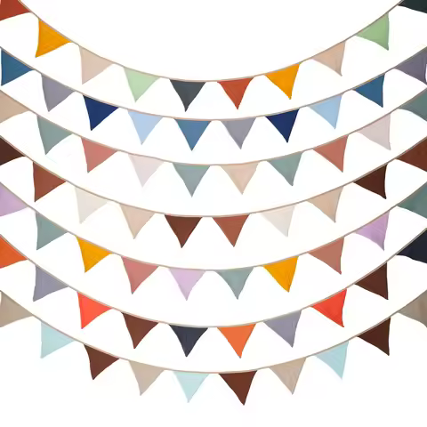 2.6M Nursery Fabric Bunting 10 Triangle Pennant Flags Party Decor Banner Home Baby Shower Carnival G