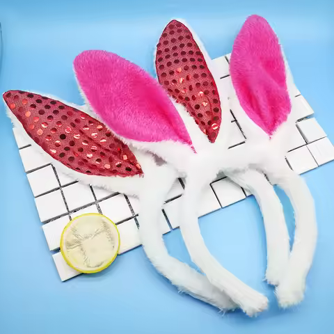 Children girls adult Bunny Ear Headband Set Black pink white blue Fancy Dress Costume Hen Party Rabb