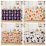 Acid Wave No-Drill Sliding Curtain - Bold Psychedelic Prints,Eye-Catching Cyber Graphics for Instant