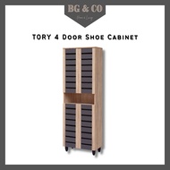 TORY 4 Door Shoe Cabinet Shoe Rack Cabinet Shoe Organizer Almari Kasut Tinggi Rak Kasut 4 Pintu Kabinet Kasut Tinggi 鞋橱
