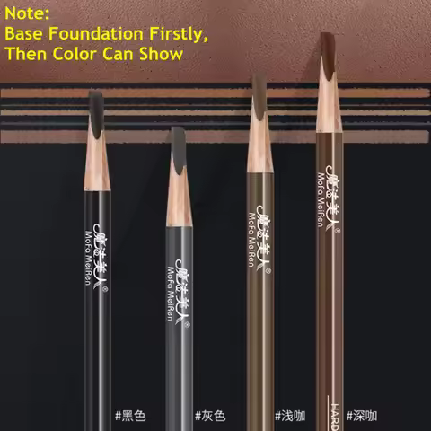 Hard Formula Eyebrow Pencil Square Core Matte Waterproof Eyebrow Pencil Tattoo Pencil Black Grey Nat