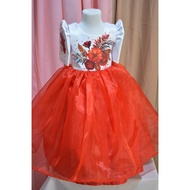 2 in 1 Filipiniana Red Flower Dress for Kids