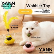 YANN Suction Cup Cat Teaser Wand, Anti-Boredom Tumbler Design Tumbler Base Feather Toy,  Feather Att