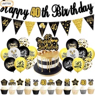 UMTTER Age Garland Home Accessories Happy Birthday Gold Black 30th 40th 50th 60th Cake Topper