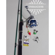 Solid 2-piece fishing rod set 2m4 6000 reel with accessories