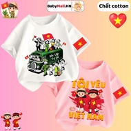 Áo thun Tôi Yêu Việt Nam cho bé trai bé gái BABYMALL áo phông Cờ Đỏ Sao Vàng cho bé chất cotton mát