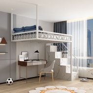 Apartment Small Apartment Iron Art Elevated Bed Space-Saving Loft Bed Loft Bed Iron Frame Bed Dormit