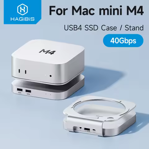 Hagibis USB C Hub with USB4 Hard Drive Enclosure 40Gbps M.2 NVMe SSD Case USB 2.0 for Mac mini M4/M4