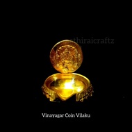 Vinayagar Coin Vilakku Brass Antique Finish Vinayagar Coin Lamp Brass Sculpture - Master Piece