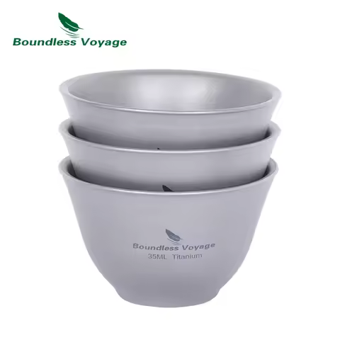 Boundless Voyage Titanium Tea Cup 35ml Mini Sake Cup Set Double Wall Insulated Healthy Stackable Dri