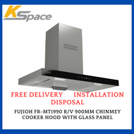 FUJIOH FR-MT1990 R/V 900MM CHINMEY COOKER HOOD WITH GLASS PANEL(GLASS BLACK) - 1 YEAR LOCAL WARRANTY