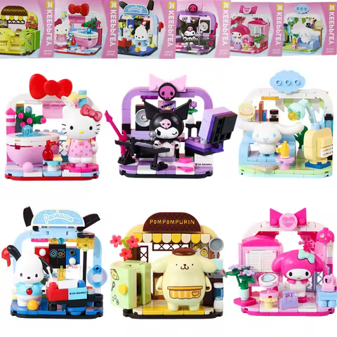 Keeppley Building Block Sanrio Hello Kitty My Melody Kuromi Pochacco Family Home Life Series Anime F