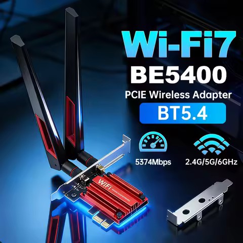 WiFi 7 PCIe Card MT7925 Bluetooth 5.4 Tri Band 6GHz/5GHz/2.4GHz BE5400 10DB Antenna Wireless Adapter