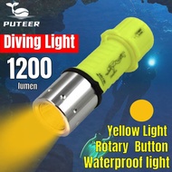1200lumen Diving Flashlight Outdoor LED Flashlight  T6 Yellow Light Strong Light Flashlight Magnetic
