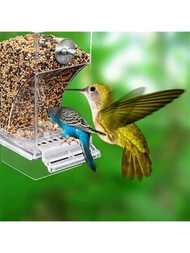1入透明鳥飼料器自動分配器鸚鵡分配器自動鳥飼料器防濺濕鳥用具掛式鳥食容器