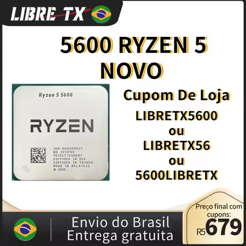 LIBRETX Processador Ryzen R5 5600X 5600 5700X AM4 / Placa Mãe B450M Estoque Brasil Frete Grátis