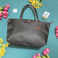 Longchamp LC Club Totebag Medium Long Handle Black Red Black second (Original)