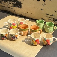 2 PCS DYNASTY MOTIF CERAMIC CUPS, ear cups, ceramic cups, drinking cups, patterned cups, beautiful c