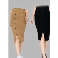 MIDI KNIT SPAN SKIRT 7.8 FRONT SPLIT BUTTONS FIT 66KG