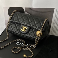 Chanel classic flap 20 黑金羊皮 金球