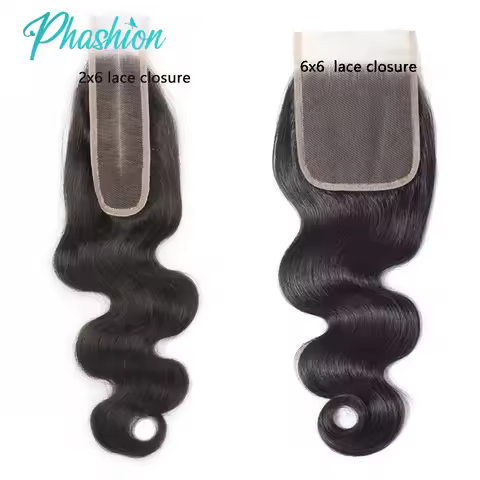Phashion Kim K 6x6 2x6 Swiss Transparent Lace Closure Straight Body Wave Deep Parting Brazilian Remy