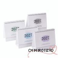 CHIHIRO11Z9D 2027 Desktop Calendar, Metal Coil Standing Design Standing Flip Calendar, Creative Pape