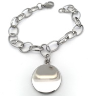 X2586 STEEL ROLO BRCELET W/ROUND CHARM