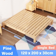 Golden Solid Wood Furniture Wood Frame Without Headboard Katil Kayu King Size Bedroom Bed Base Platform Bed With Drawer Storage Single/Queen/King实木床