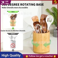 [48H Shipping] In Stock Rotatable Wooden Cutlery Organizer Wooden Cutlery Storage Box Round Wooden R