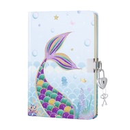 WERNNSAI Mermaid Journal for Girls - Glitter Notebook Gift for Kids Blue School Travel Private Diary