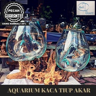 BISA COD AKUARIUM IKAN CUPANG BETA FISH 3 ( TIGA ) TINGKAT  / KACA TIUP DAN AKAR BALI / AQUASCAPE / 