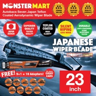 Autobacs Seven Japan Teflon Coated Aerodynamic Wiper Blade w 10 Adaptors 23 inch