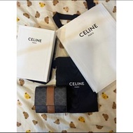 Celine帆布及羊皮小型三折皮夾（全新）