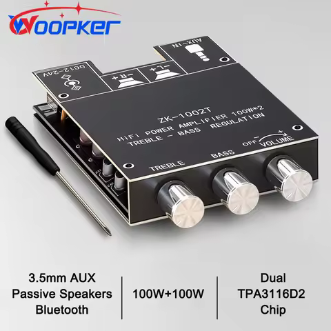200W ZK-1002T 2.0 Channel HIFI Subwoofer Digital Power Amplifier AUX BT5.0 Audio Module Stereo Audio
