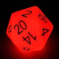 Bescon Jumbo Glowing D20 38MM, Big Size 20 Sides Dice Red Glow in Dark, Big 20 Faces Cube 1.5 inch