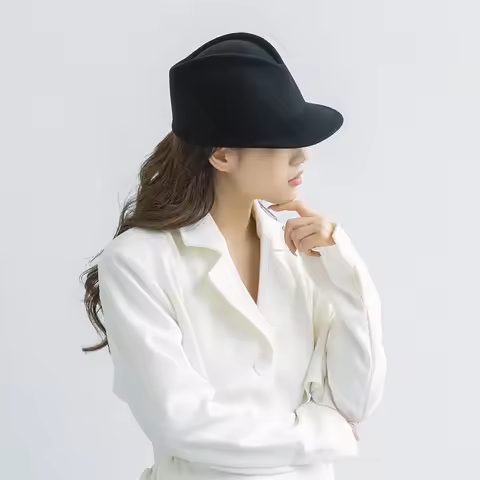 men hat felt hat horse riding hat fedora with knot felt hat for summer jazz disco hat for men black 