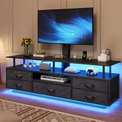 Universal TV Stand for 32-70 Inch TVs with Power Outlets and Storage, Ideal for Living Room or Bedro