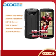 【Official shop】DOOGEE S41 Plus Rugged Smartphone 2024, 8GB RAM+128GB ROM/TF 1TB Rugged Phone, 6300mAh Mobile Phones, 5.5" HD+ Display Android 13 Phone, IP68 Waterproof Phone Unlocked/Dual SIM 4G/NFC/OTG/GPS