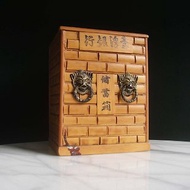 【老時光 OLD-TIME】早期二手台灣製稀有品台灣銀行竹製存錢筒