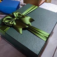 HIJAU GIFT BOX HAMPERS PARCEL BOX EID DARK GREEN ARMY RIBBON 2