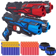 POKONBOY 2 Pack Blaster Toy Guns for Boys Fit for Nerf Guns Darts, 6-Dart Rotating Barrel Foam Bulle