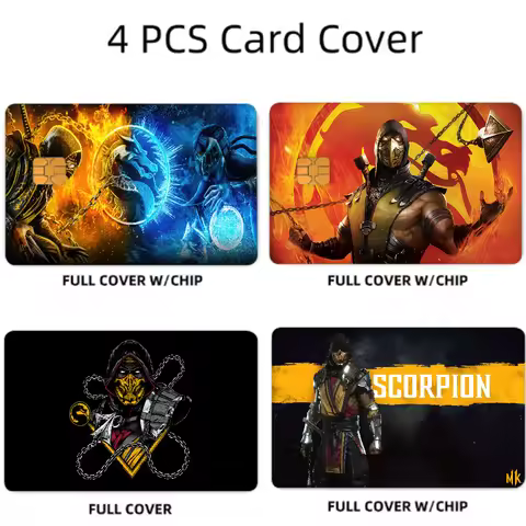 S-Scorpions M-Mortals K-Kombats Anime Sticker Film Skin Cover For Credit Card Debit Bank Card 1 Set 