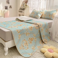 European Cool Feel Latex Bed Mat Kit for Summer Cooling Non-slip Sleeping Mat Pillowcase Soft Air-Permeable Cold Mattress Pad