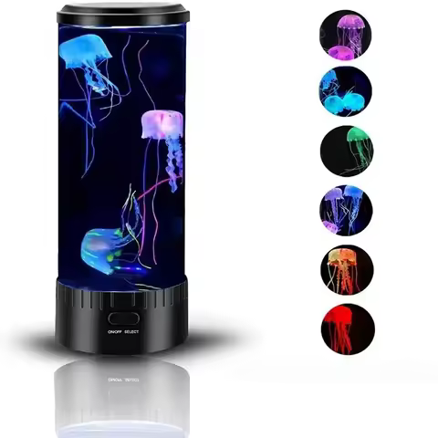NAXILAI LED Jellyfish Aquarium Lamp Round Multi Color Changing Light Effects Sensory Synthetic Jelly