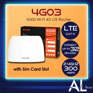 Tenda 4G03 N300 4G Router - SIM Card/Hotspot Router/Modem