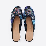 花朵珠片包頭半拖 | 新中式平底穆勒鞋 | 手工珠片拖鞋