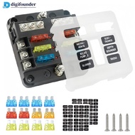 DIGIFOUNDER 6 Ways Car Boat Fuse Box Holder Fuse Holder Block Warning Indicator 12V 36V Power Distri