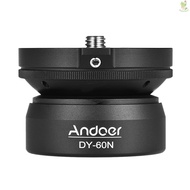 Andoer DY-60N Tripod Leveling Base Leveler Adjusting Plate Aluminum Alloy 3/8 Inch Screw Interface with Bubble Level  Bag for Canon   DSLR Camera  [24NEW]