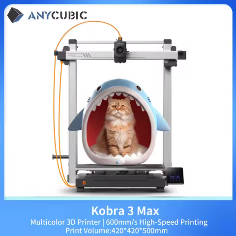 ANYCUBIC Kobra 3 Max Multi-Color 3D Printer Max 600mm/s Print Speed Large Build Size 500*420*420mm S